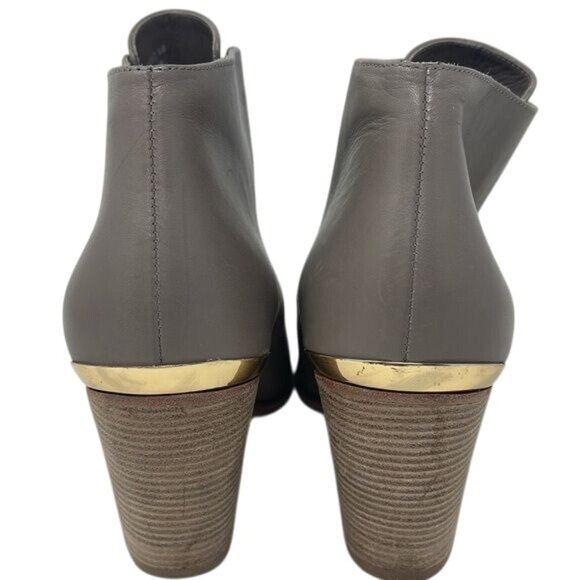 Cole Haan Gray Leather Hayden Bootie Ankle Gold Heel Size US 8.5B, 3” heel - Picture 5 of 11